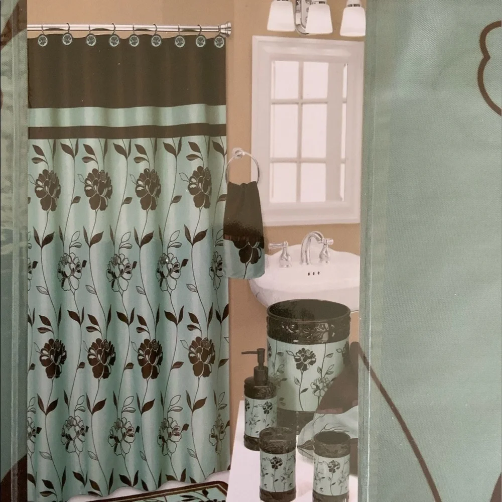 Shower Curtain Blue Chocolate Fabric “Cabella” by Popular Bath 70 x 72 in